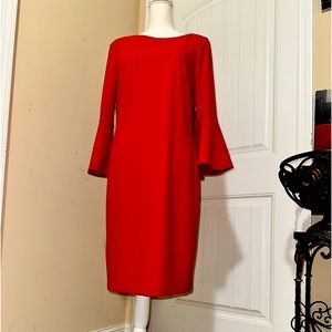 J. Howard knee length, 3/4 inch bells sleeves, red dress